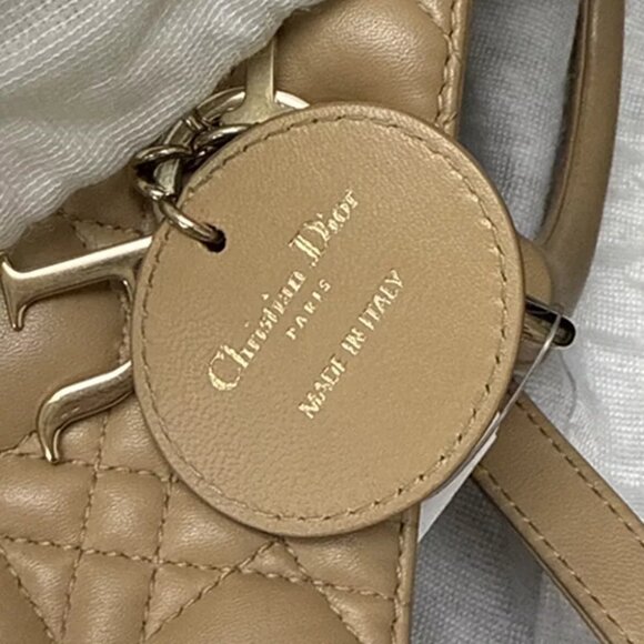 CHRISTIAN DIOR Lady Cannage 2Way Shoulder Hand Tote Bag Leather Beige 689RK841 - Picture 6 of 14